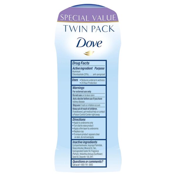 DOVE TWIN Dove Deodorant, Fresh, 2.6 oz, Twin Pack