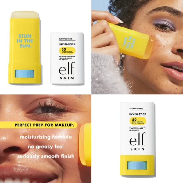 e.l.f. SKIN Suntouchable Invisi-Stick SPF 50, Clear Sunscreen For A Natural Finish