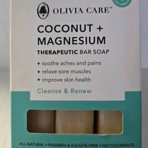 Olivia Care Coconut + Magnesium Therapeutic Bar Soap Set 3 Bars - 5oz Each Olivia Care Coconut + Magnesium Therapeutic Bar Soap Set 3 Bars - 5oz Each