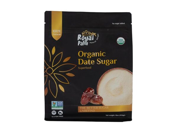 Here’s the **“About this item”** description for **Royal Palm Organic Date Sugar – 16 oz** based on the best available product info online: ### 🍬 **About This Item** * **Premium natural sweetener:** Made from finely ground whole dates to offer a wholesome alternative to refined sugar. ([Ubuy Liberia][1]) * **Ideal baking substitute:** Use as a 1:1 replacement for traditional sugars in baking, cooking, desserts, cereals, smoothies and more. ([Ubuy Liberia][1]) * **High-fiber & nutrient-rich:** Retains natural fiber, antioxidants, vitamins and minerals from dates, giving you nutritional value beyond sweetness. ([Ubuy Liberia][1]) * **Diet-friendly:** Certified **vegan**, **gluten-free**, **non-GMO** and **kosher**, suitable for paleo and clean-eating lifestyles with no artificial additives. ([Ubuy Liberia][1]) * **Naturally sweet flavor:** Offers a rich sweetness with butterscotch-like notes that enhance recipes without processed ingredients. ([Ubuy Liberia][1]) If you’d like **nutrition facts** or tips on **how to substitute it in specific recipes** (like cookies or cakes), just let me know! [1]: https://www.liberia.ubuy.com/product/BRM2LX4-royal-palm-100-pure-date-sugar-16-oz-all-natural-certified-vegan-gluten-free-non-gmo-verified-kosher-1?utm_source=chatgpt.com "Royal Palm Pure Date Sugar - 100% Natural, Non GMO, Liberia | Ubuy"